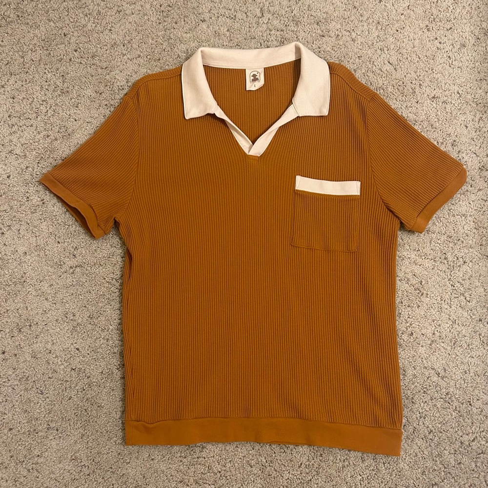 Dandy Del Mar - Cannes Waffle Knit Shirt - Burnt Sienna - Large